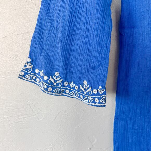 Sulu Collection Blue Embroidered Tunic size 2 NWT - Picture 4 of 6